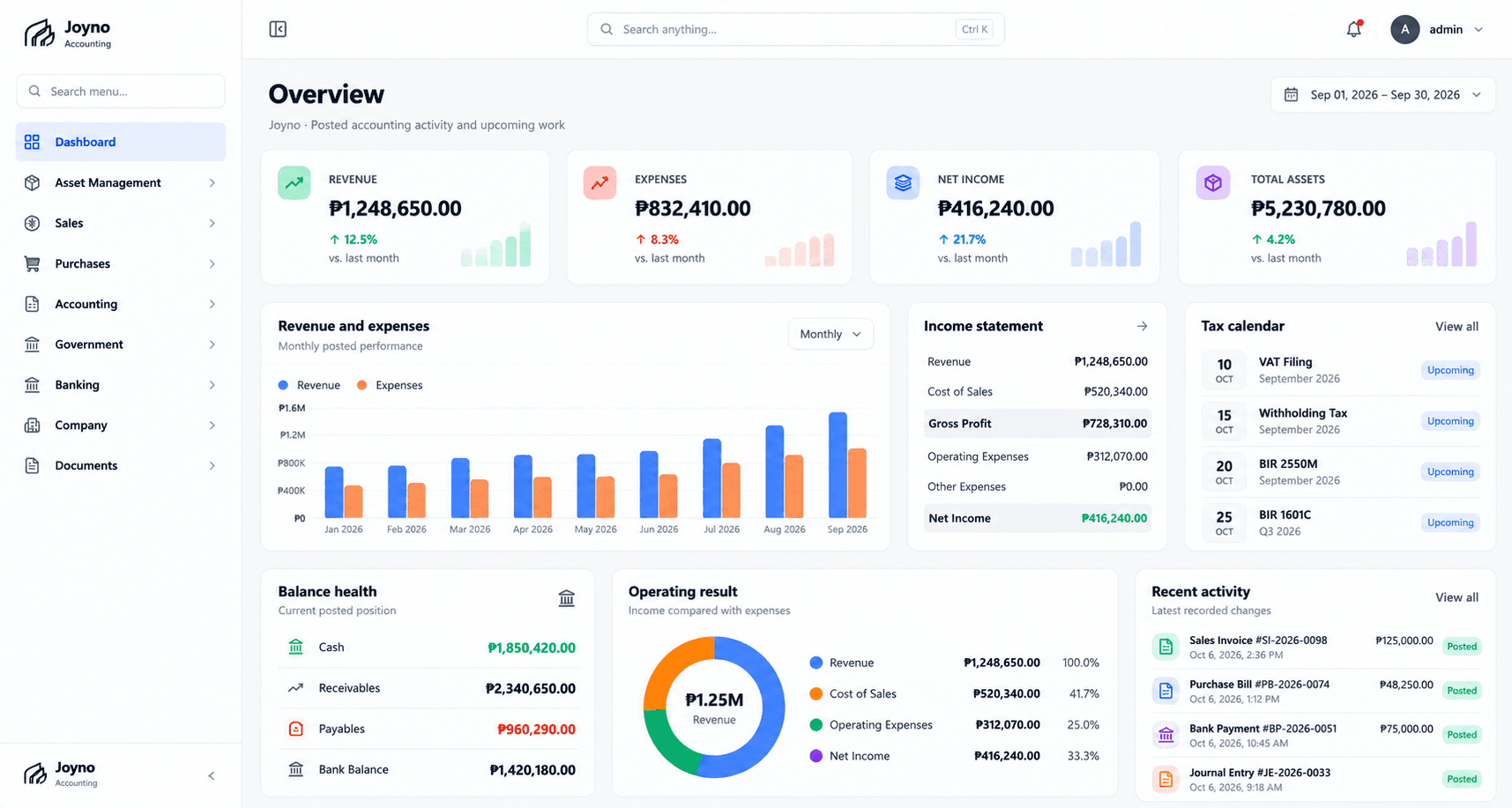 Joyno Accounting interface preview